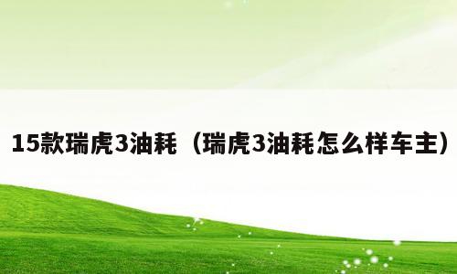 15款瑞虎3油耗（瑞虎3油耗怎么样车主）