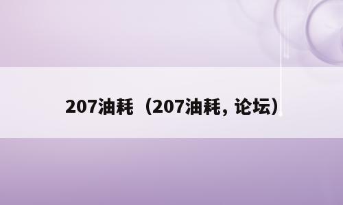 207油耗（207油耗, 论坛）