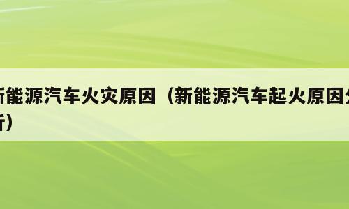 新能源汽车火灾原因（新能源汽车起火原因分析）