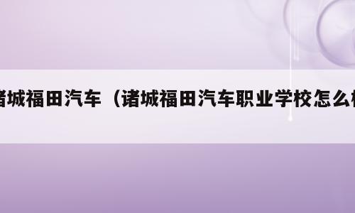诸城福田汽车（诸城福田汽车职业学校怎么样）