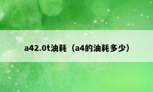a42.0t油耗（a4的油耗多少）