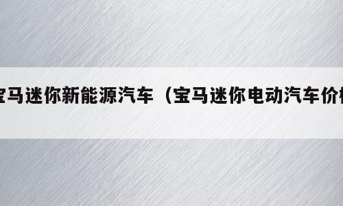 宝马迷你新能源汽车（宝马迷你电动汽车价格）
