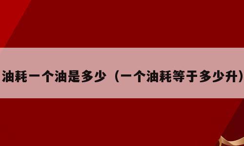油耗一个油是多少（一个油耗等于多少升）