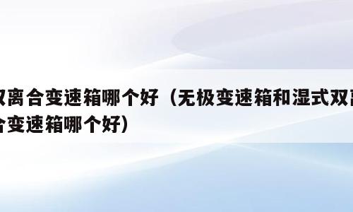 双离合变速箱哪个好（无极变速箱和湿式双离合变速箱哪个好）