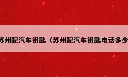 苏州配汽车钥匙（苏州配汽车钥匙电话多少）
