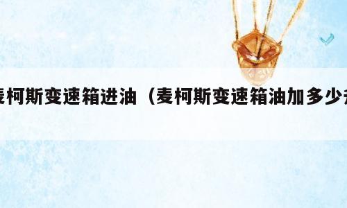 麦柯斯变速箱进油（麦柯斯变速箱油加多少升）