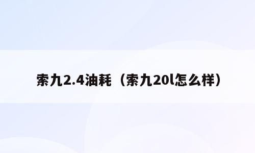 索九2.4油耗（索九20l怎么样）