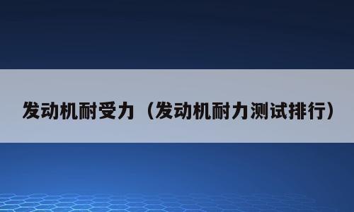 发动机耐受力（发动机耐力测试排行）