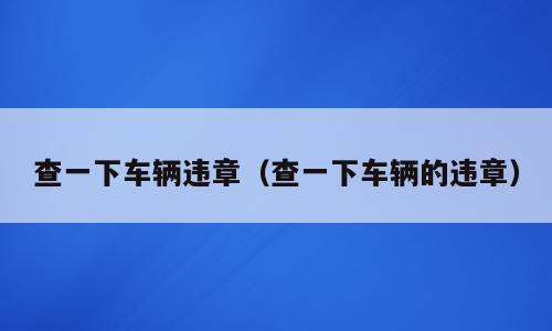 查一下车辆违章（查一下车辆的违章）