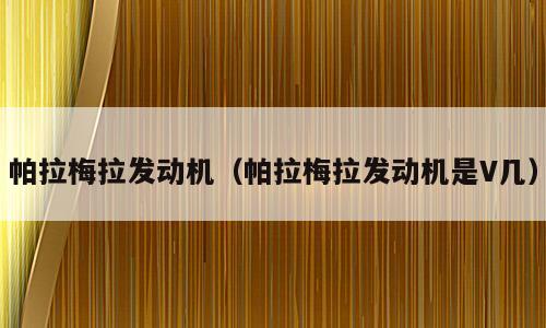 帕拉梅拉发动机（帕拉梅拉发动机是V几）