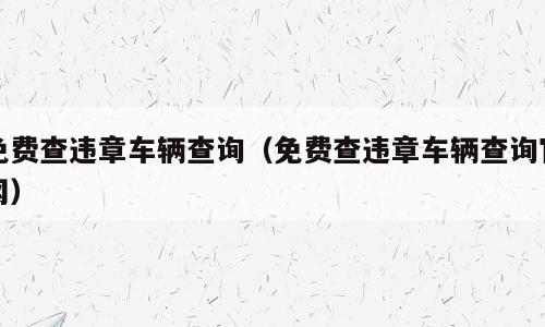 免费查违章车辆查询（免费查违章车辆查询官网）