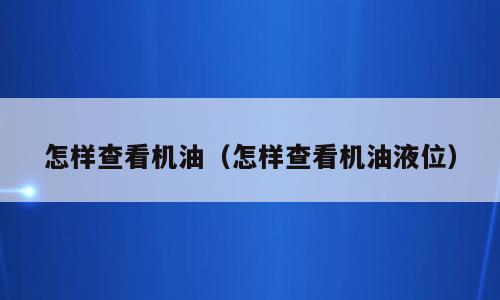 怎样查看机油（怎样查看机油液位）