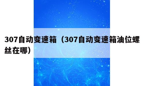 307自动变速箱（307自动变速箱油位螺丝在哪）