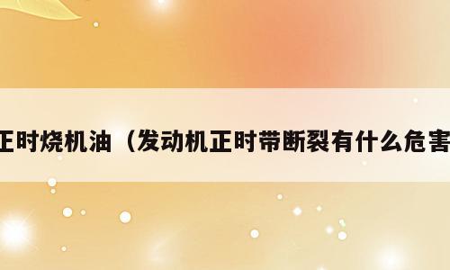 正时烧机油（发动机正时带断裂有什么危害）
