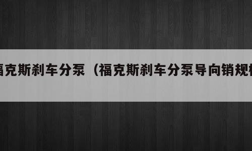 福克斯刹车分泵（福克斯刹车分泵导向销规格）