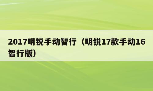 2017明锐手动智行（明锐17款手动16智行版）