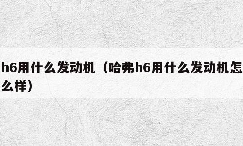 h6用什么发动机（哈弗h6用什么发动机怎么样）