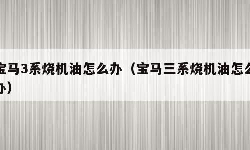宝马3系烧机油怎么办（宝马三系烧机油怎么办）