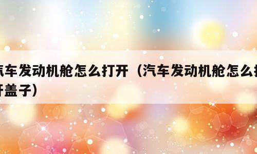 汽车发动机舱怎么打开（汽车发动机舱怎么打开盖子）