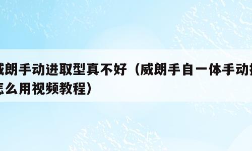 威朗手动进取型真不好（威朗手自一体手动挡怎么用视频教程）