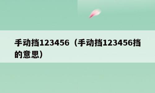 手动挡123456（手动挡123456挡的意思）