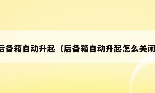 后备箱自动升起（后备箱自动升起怎么关闭）