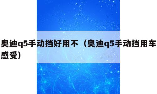 奥迪q5手动挡好用不（奥迪q5手动挡用车感受）