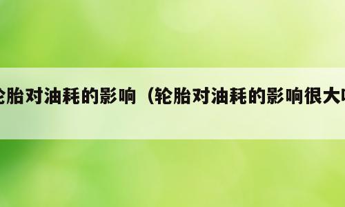 轮胎对油耗的影响（轮胎对油耗的影响很大吗）