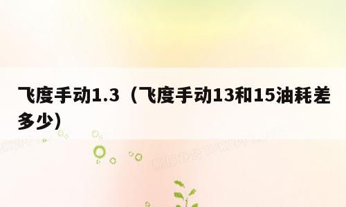 飞度手动1.3（飞度手动13和15油耗差多少）