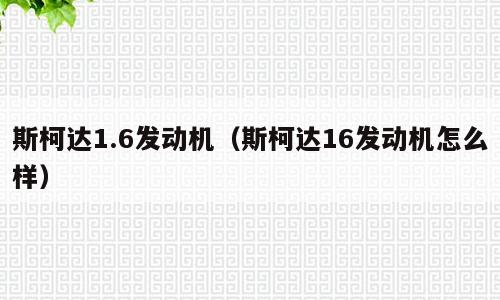 斯柯达1.6发动机（斯柯达16发动机怎么样）