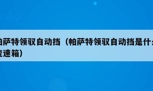 帕萨特领驭自动挡（帕萨特领驭自动挡是什么变速箱）