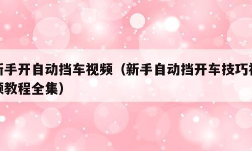 新手开自动挡车视频（新手自动挡开车技巧视频教程全集）