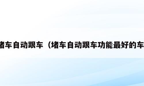 堵车自动跟车（堵车自动跟车功能最好的车）