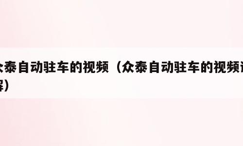 众泰自动驻车的视频（众泰自动驻车的视频讲解）
